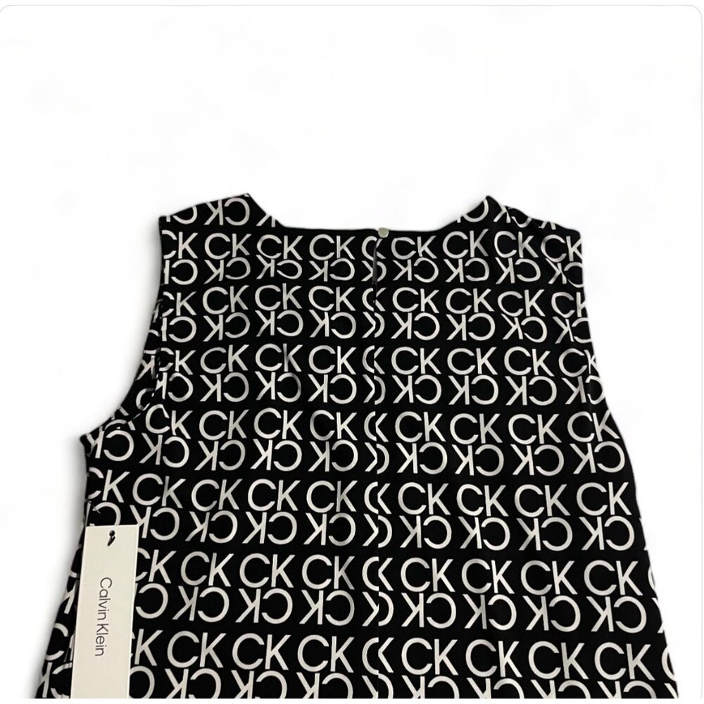 Calvin Klein Black & White Sleeveless Logo Top – Women’s Size M - Picture 6 of 11